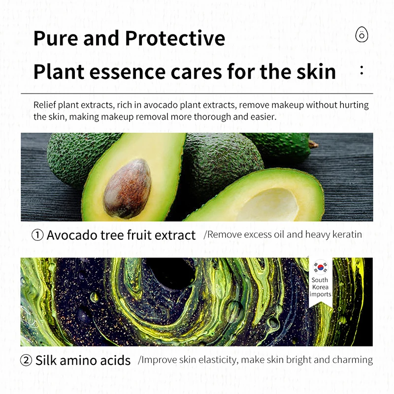 BIOAQUAN avocado Mild elasticity Makeup remover wipes Cleansing towel Facial cleaning makeup cotton