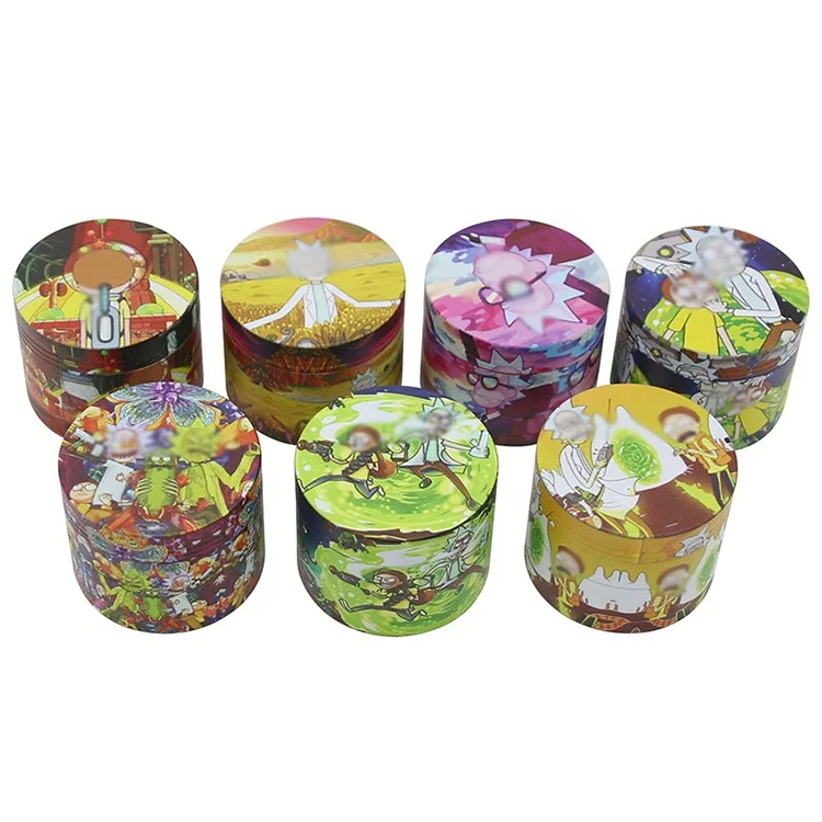 
 Горячая продажа мультфильм цинковый сплав курительные шлифовальные устройства с 4 слоями 50 мм плоская точка шаблон сигареты шлифовальные машины  