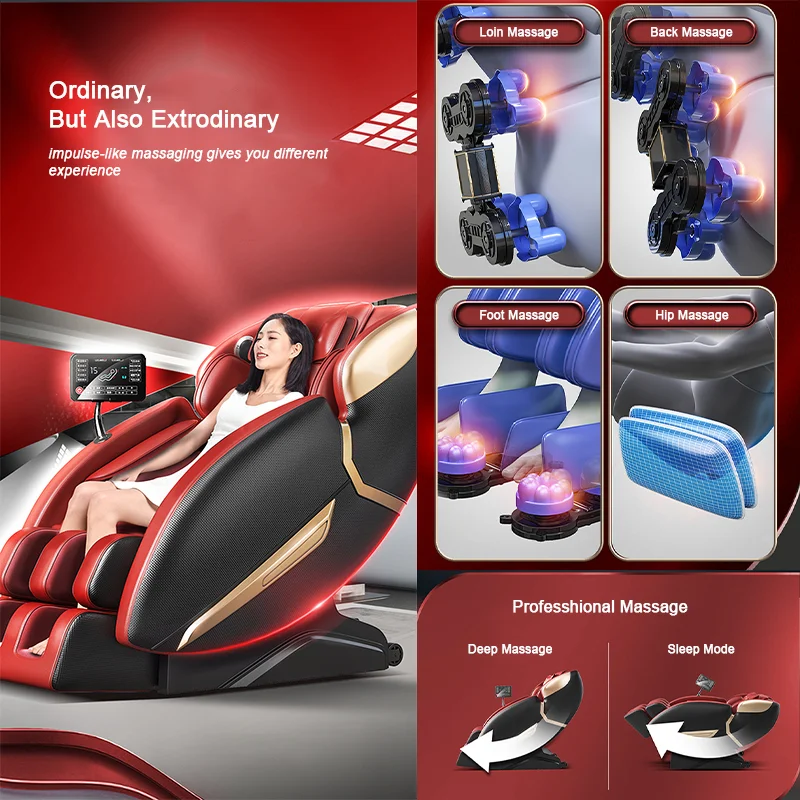 2022 3D Blue tooth music SL Track Shiatsu Back Leg Foot Spa Full Body AI Voice Zero Gravity Office Massage Chair