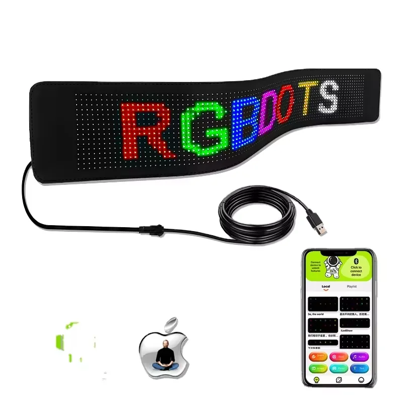 Universal Decoration Programmable Multicolor Sound Music Activated Sensor Flashing Car Glow LED Light Stickers With APP Control