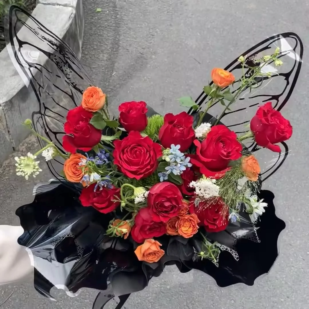 Transparent Crystal Dish Wings Wrapping Paper Flower bouquet Wrapping Flower opp Paper Shaped Paper bouquet diy material