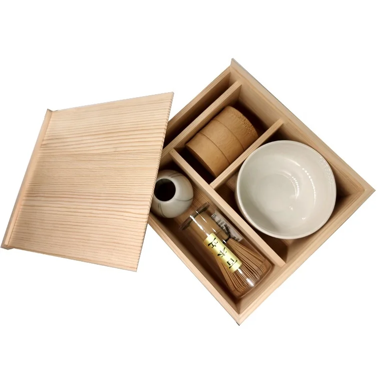Matcha Gift Set Traditional Ceramic Matcha Bowl and Bamboo Whisk with Customized Logo Matcha Tea Set
