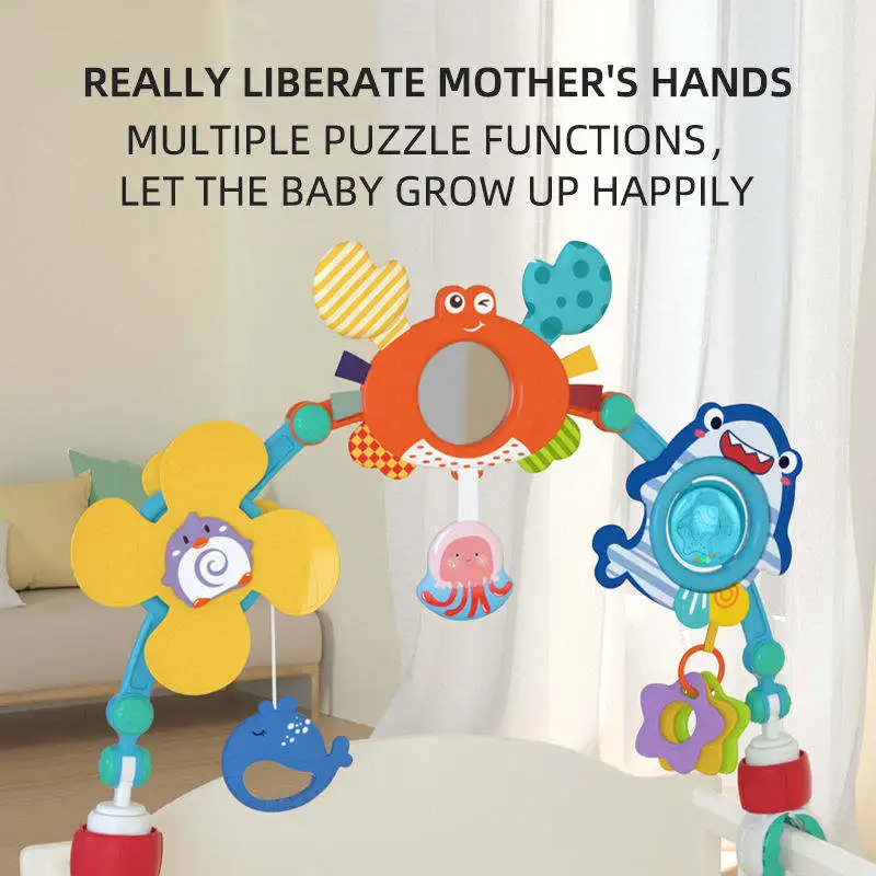 Detachable Baby Bed Stroller Pram Carseat Toys Travel Arch With Mirror And Hanging Squeaky Toys For Baby Crib