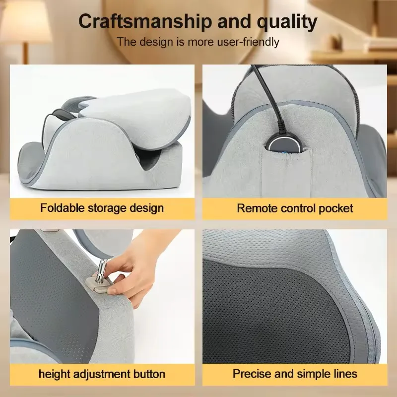 Wholesale Massage Seat Factory Shiatsu Neck Back Massager Body Vibration Massage Cushion With Heating For Back Pain