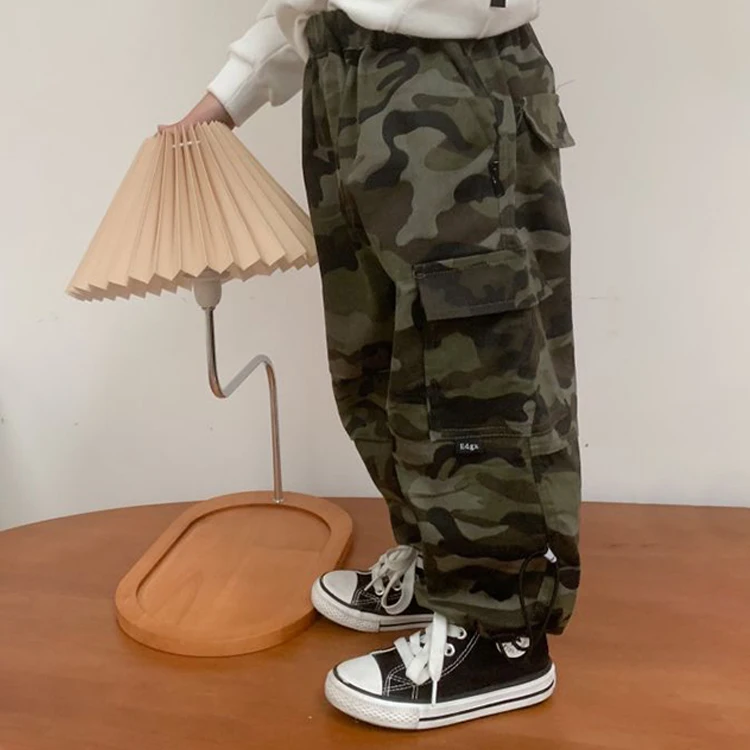 Customized Spring And Autumn Child Clothing 100% Cotton Camouflage Toddler Clothes Kids Boy Cargo Pants