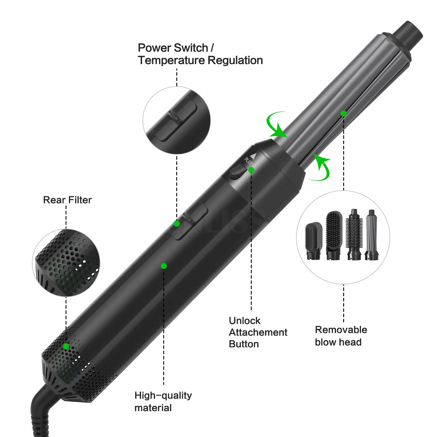 New Trend 5 In 1 Hair Air Wrap Styler hot air brush Hair Dryer Hot Air Brush Professional hair  Styling Tools