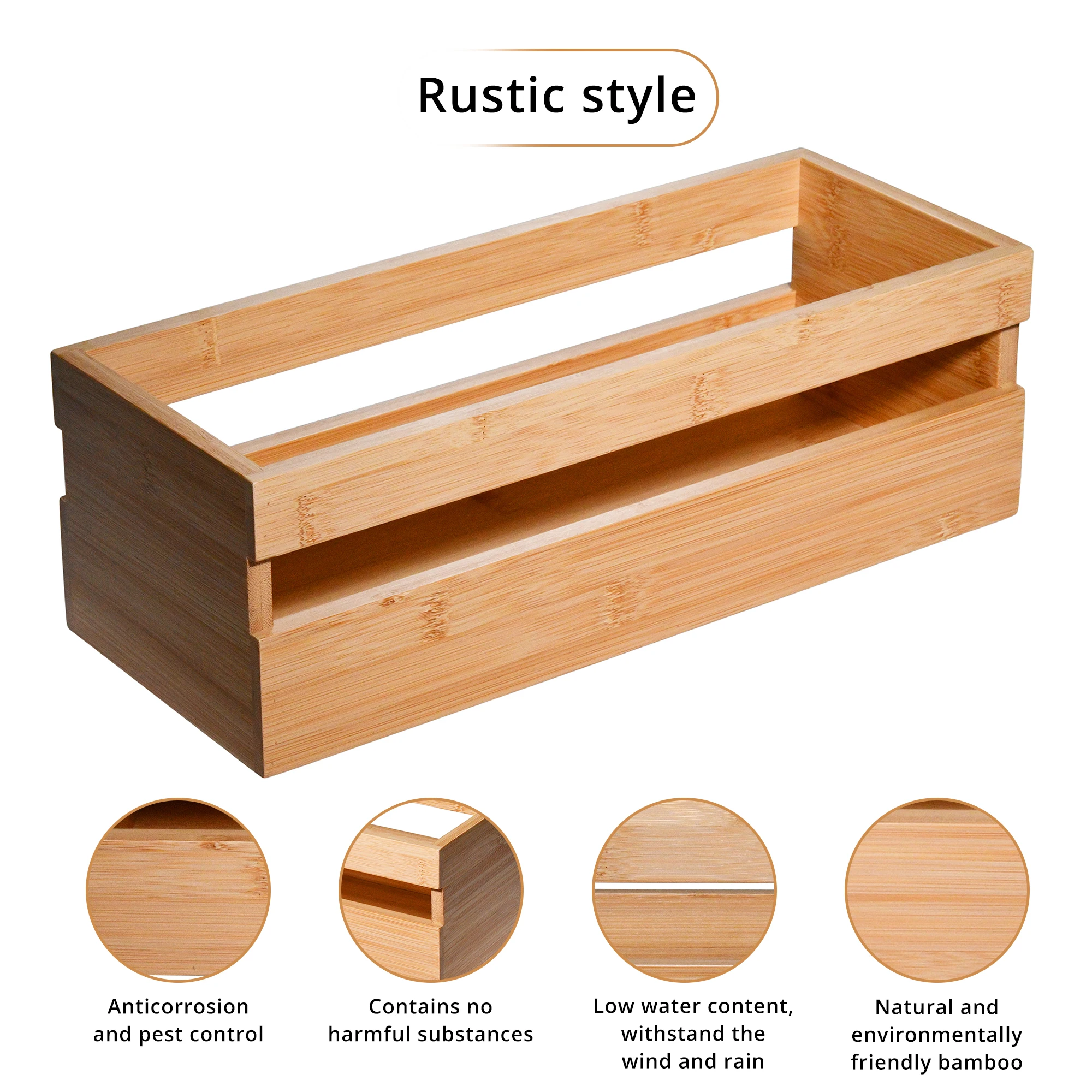 High Quality Multifunctional Succulent Organic Bamboo Planter Box With Low Water Content For Outdoor Flowers