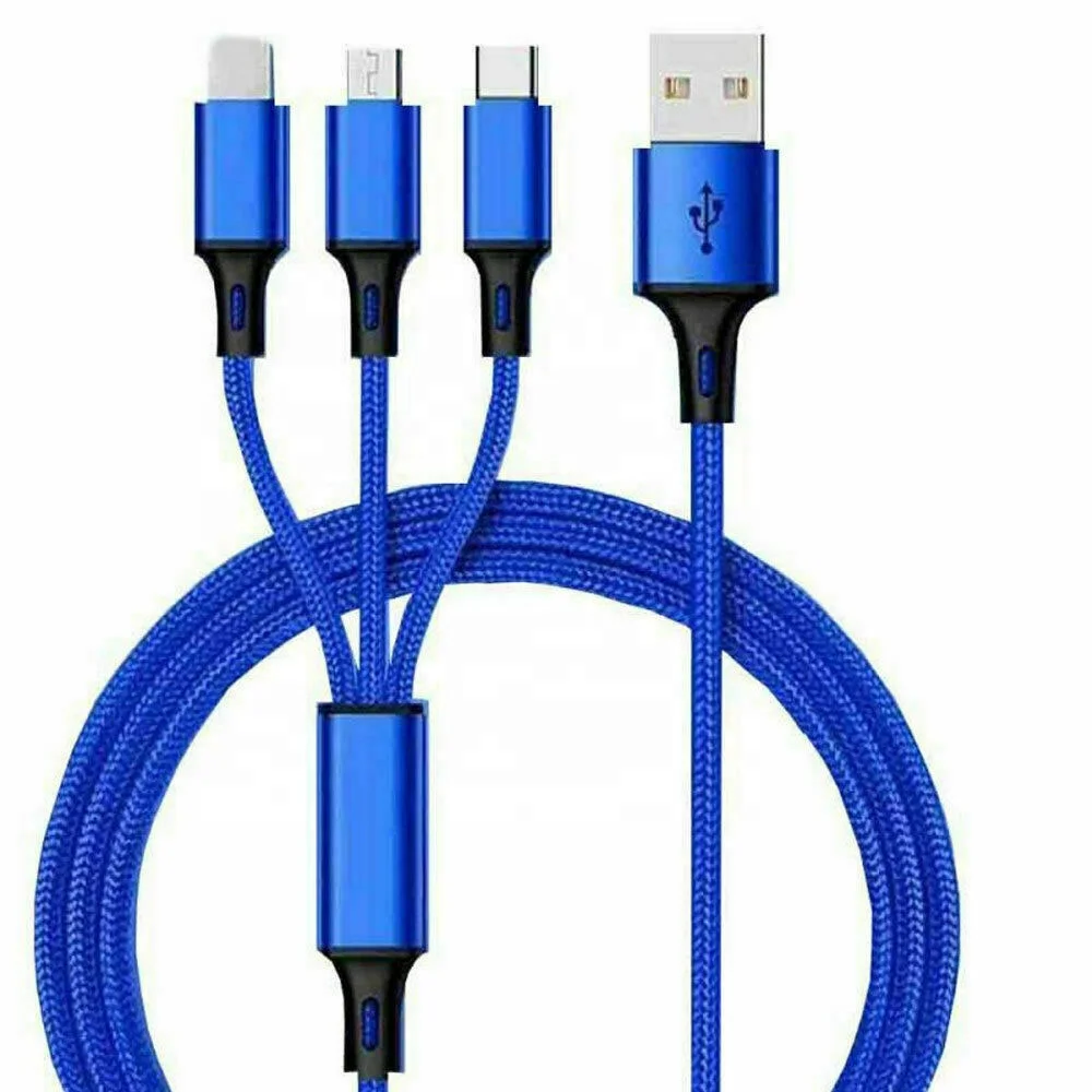 
3 in1 Split USB Charging Cable Universal Multi Function Cell Phone Charger Cord 