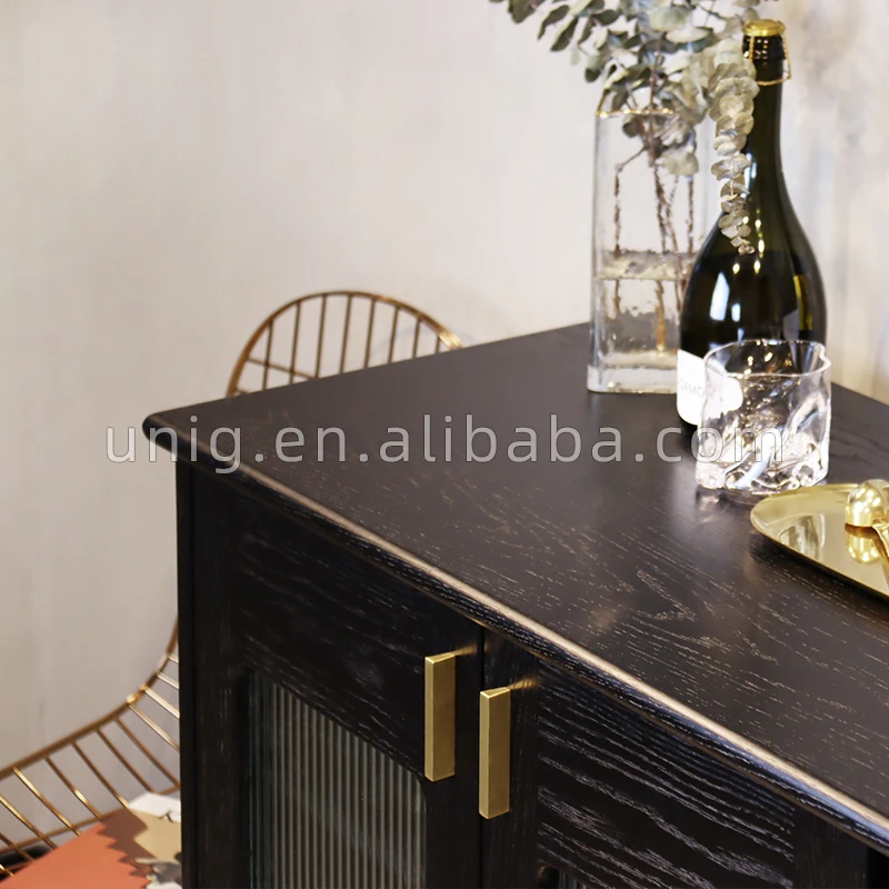  Поставщик с фабрики sideboard дизайны винтажное твердое дерево и подъемное стекло в столовой буфет Кабинет