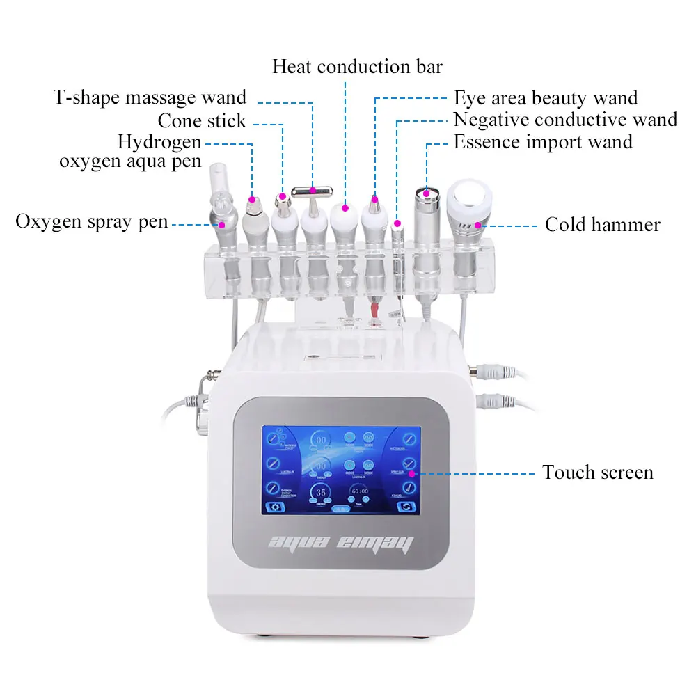 HydroDermabrasion Facial 9 Handle Water Oxygen MicroCarving Peeling Machine Skin Care Deep Cleansing Jet Moisturizing Instrument