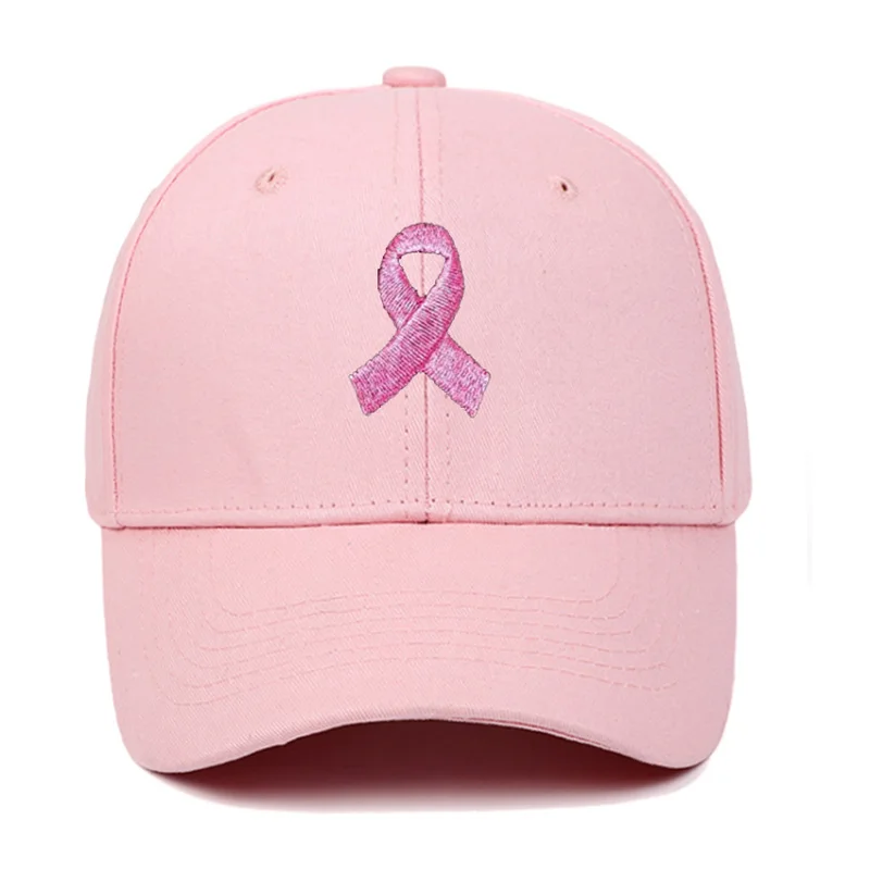 6 Panel Cotton Embroidery Baseball Cap Breast Cancer Awareness Hats
