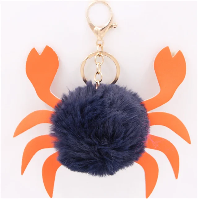 2024 Colorful Wholesale Furball PomPom Puff Ball Keychains Plush Fur Ball Key chain Pom Pom Keychain bulk