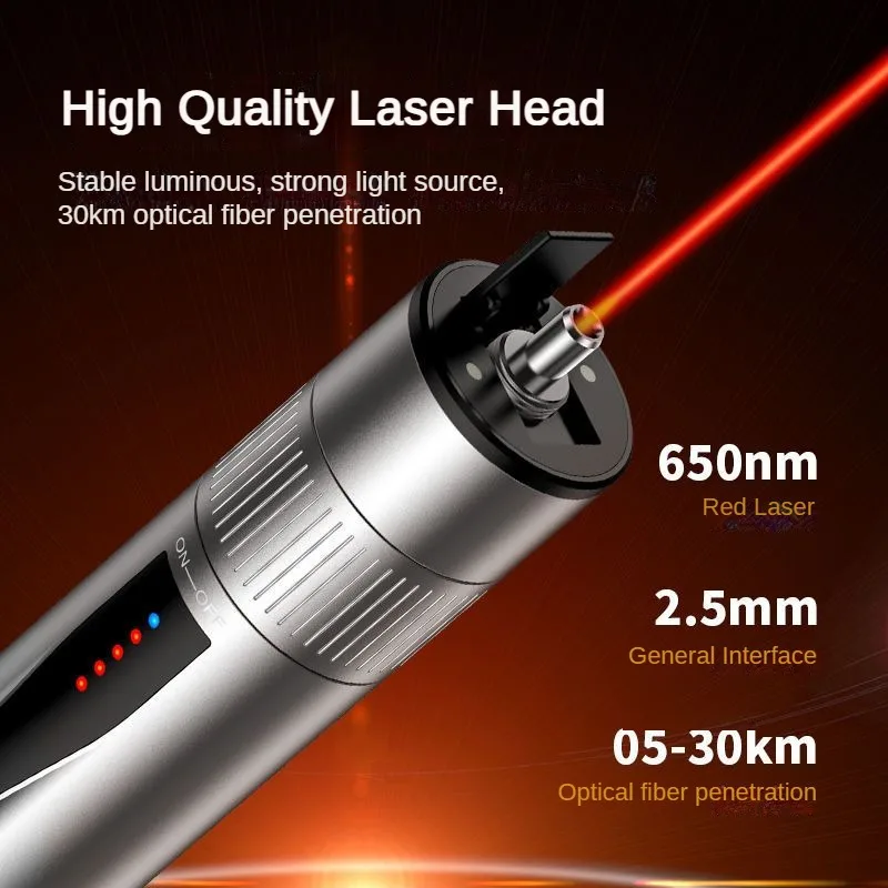 New 30Km Optical fiber tester Pen 30mW fiber optic equipment Rechargeable  ftth optical fiber Visual Fault Locator vfl