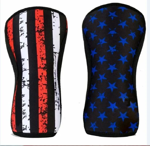 Customized Logo Size Weightlifting Powerlifting Compression Neoprene Knee Sleeves 7 mm
