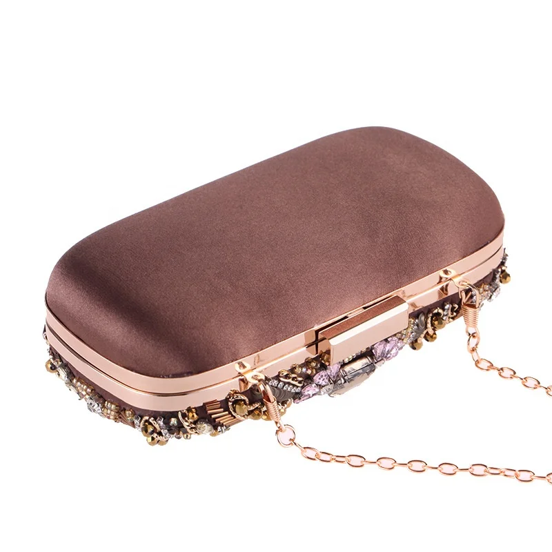 High Quality Fashion Women Clutch Bag Crystal Clutch Evening Bags Designer Evening India Stone Beaded Bag With  Frame handbags