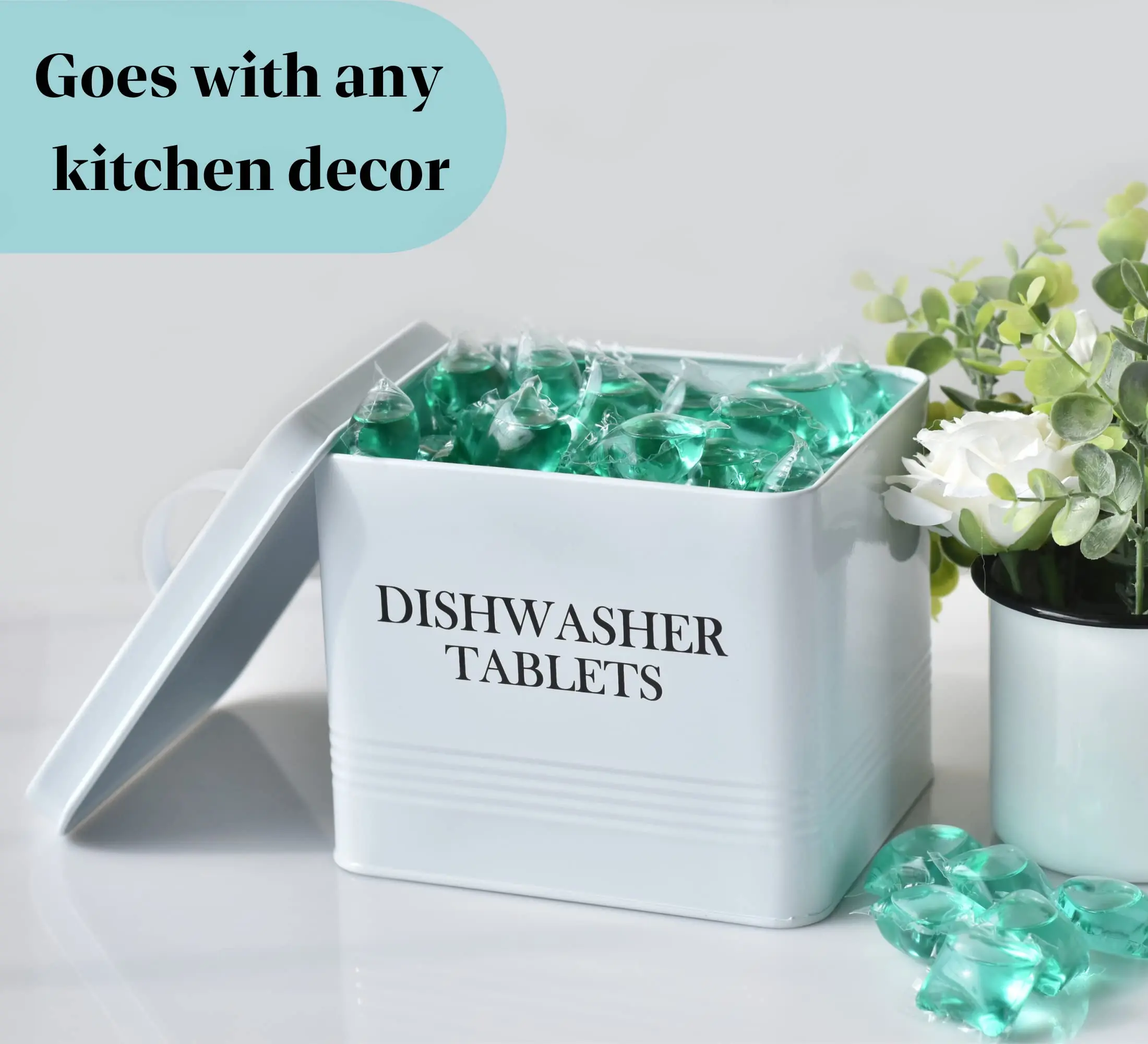 Farmhouse Metal Dish Pods Storage Box Dishwasher Pods Container with Lid