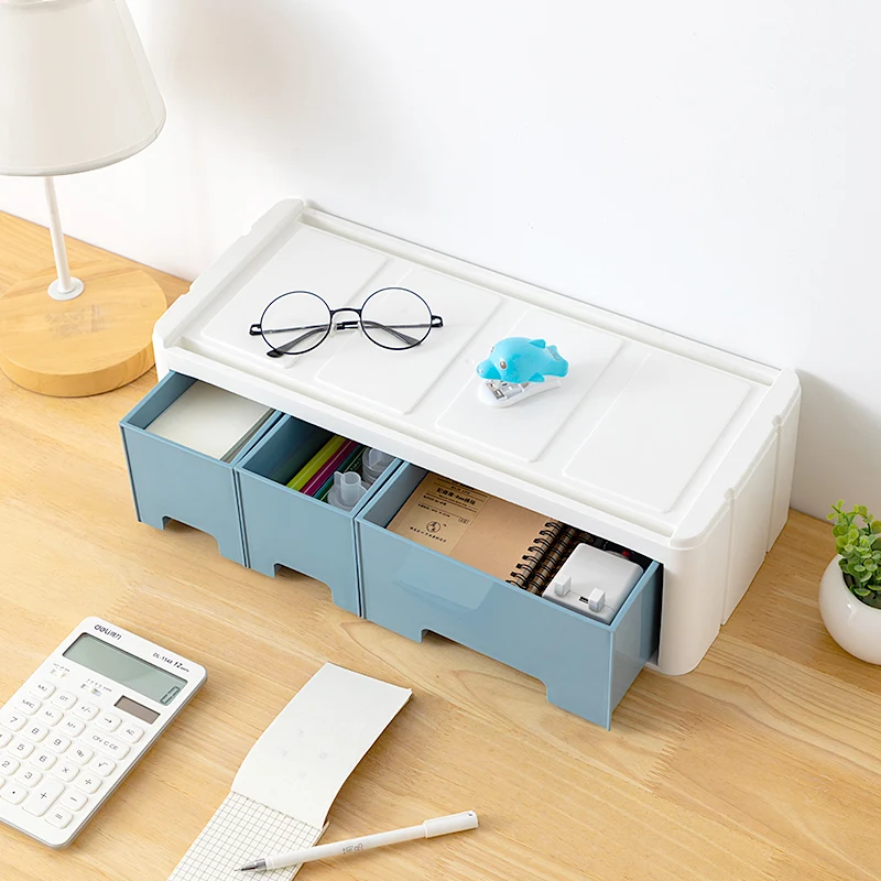 Multifunctional Plastic Desktop Computer Monitor Stand Riser with Storage Drawers