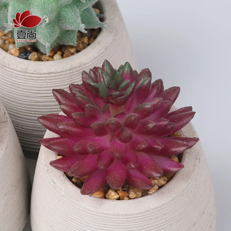 ES1343  Artificial cement potted succulents,  interior decoration for office bedroom desktop Artificial succulent plant