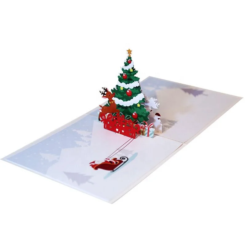 Factory spot wholesale exquisite three-dimensional Christmas tree 3D manual Christmas cards  13*20cm