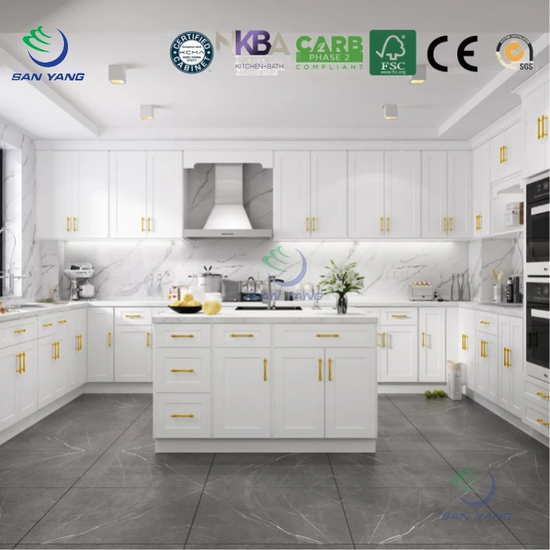 American style framed solid wood kitchen cabinets vietnam factory high quality plywood kitchen cabinets with island