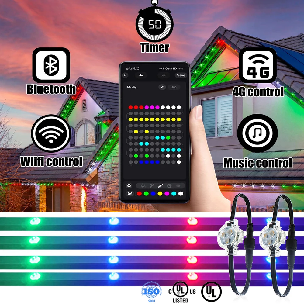 IP68 рождественские уличные украшения цветные драгоценные камни светодиодный алюминиевый канал пиксельные точечные огни декоративное освещение светодиод