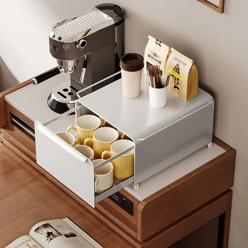 New 2 tier desktop dolce gusto holder Stackable metal coffee capsule slidng drawer nespresso pod cup mug storage box dust proof