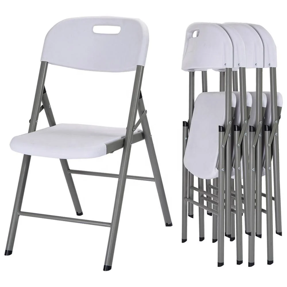 Easy to take clean white resin metal outdoor wholesale folded chairs