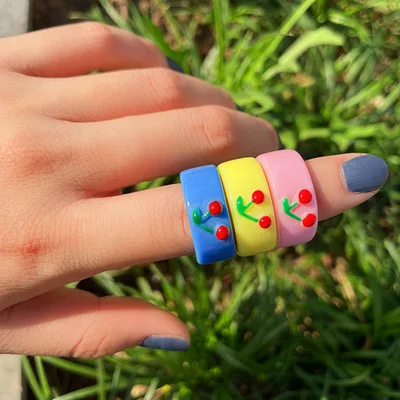 Fashion Cute Green Frog Acrylic Ring for Female Girl Simple Stackable Jewelry Lovers Gifts Animal Resin Rings