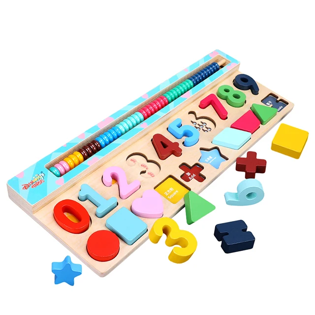 Montessori Toys Early Education Teaching Aids Math Toys for Children Preschool Wooden Count Geometric Shape Cognition Match Baby