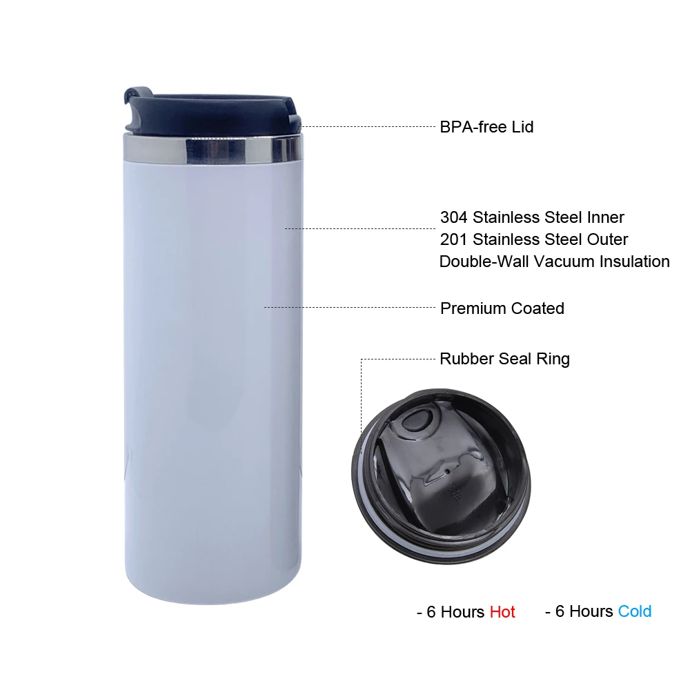 Stainless Steel Silver Double Wall Sublimation Tumbler Blank With Lid For Heat Press Sublimation Printing