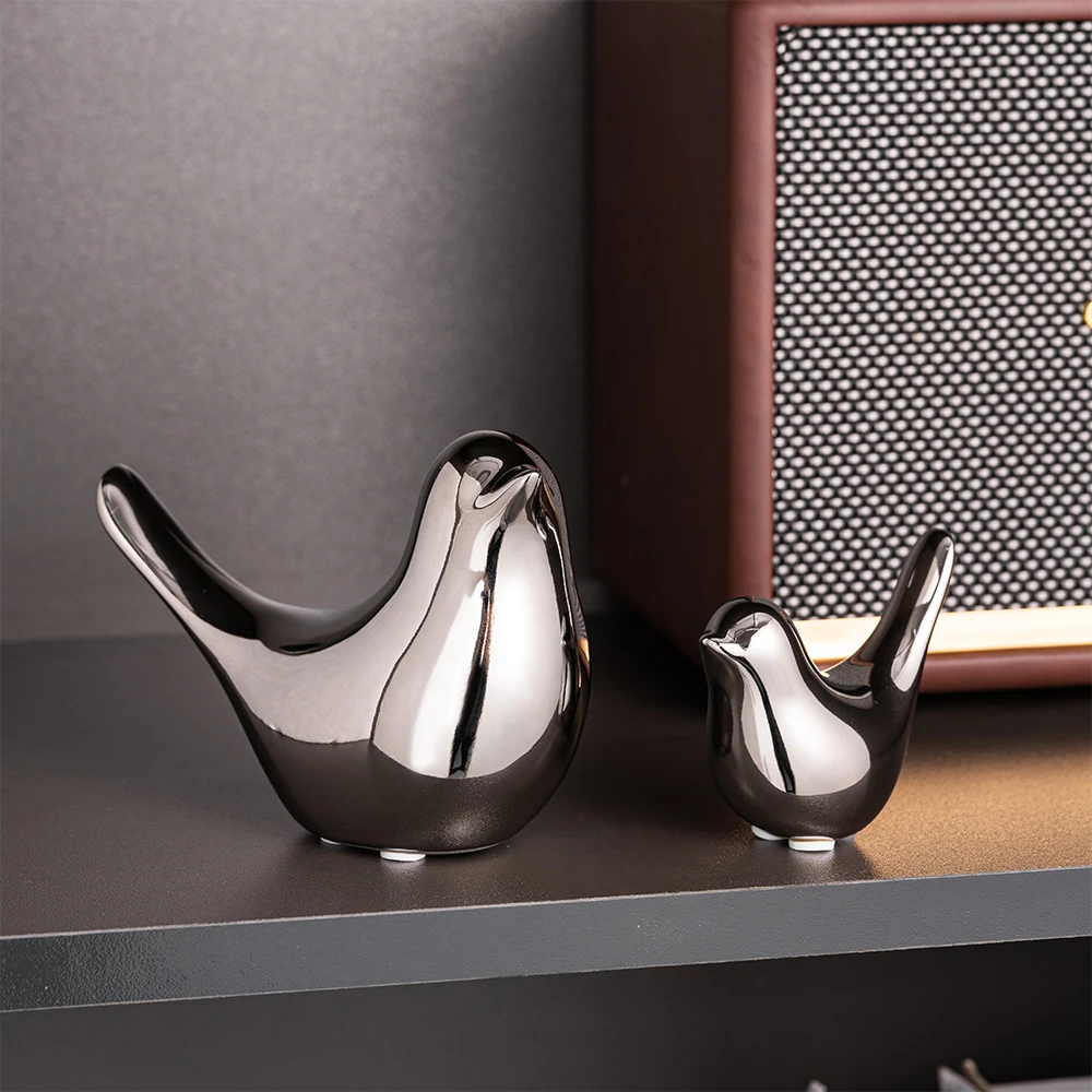 Modern Home Decor Electroplated Bird Statue Room Decor Sculptures Figurines Desk Accessories Office Accessories Bookshelf Decor