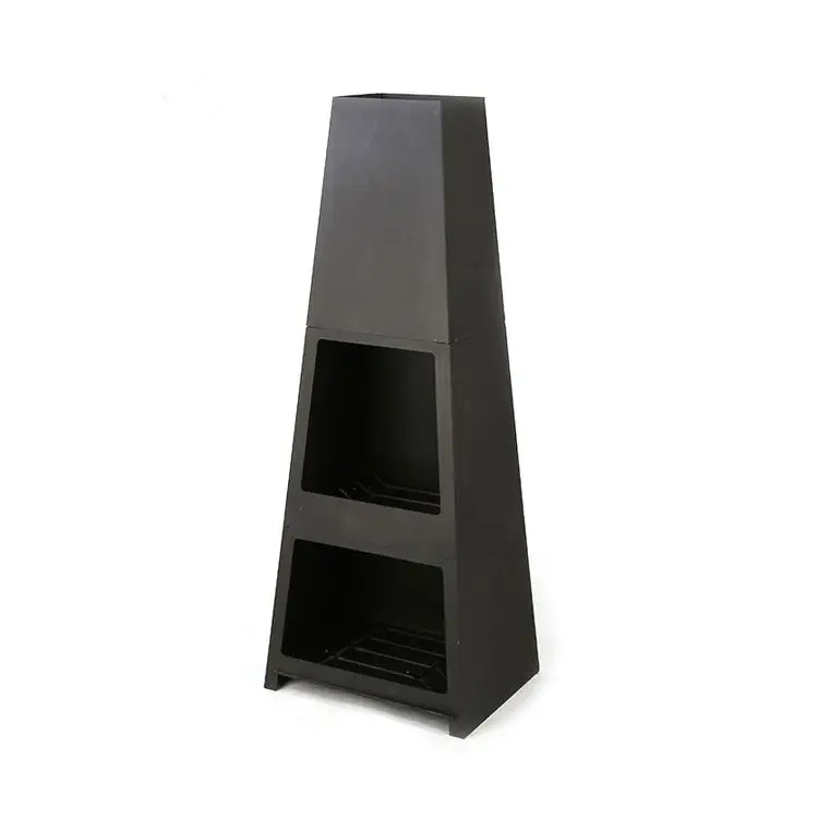 Metal Outdoor Backyard BBQ Fire Pit with Chimney Firepit