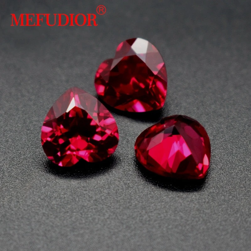 4*4-12*12mm 5A Wholesale Synthetic Ruby  Factory Price heart shape 5# ruby loose gemstones Corundum