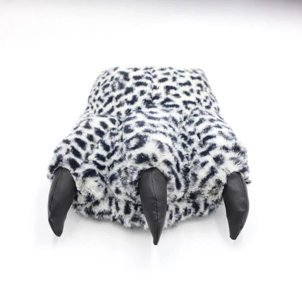 women fashion leopard animal paw velvet warm winter indoor toy slippers