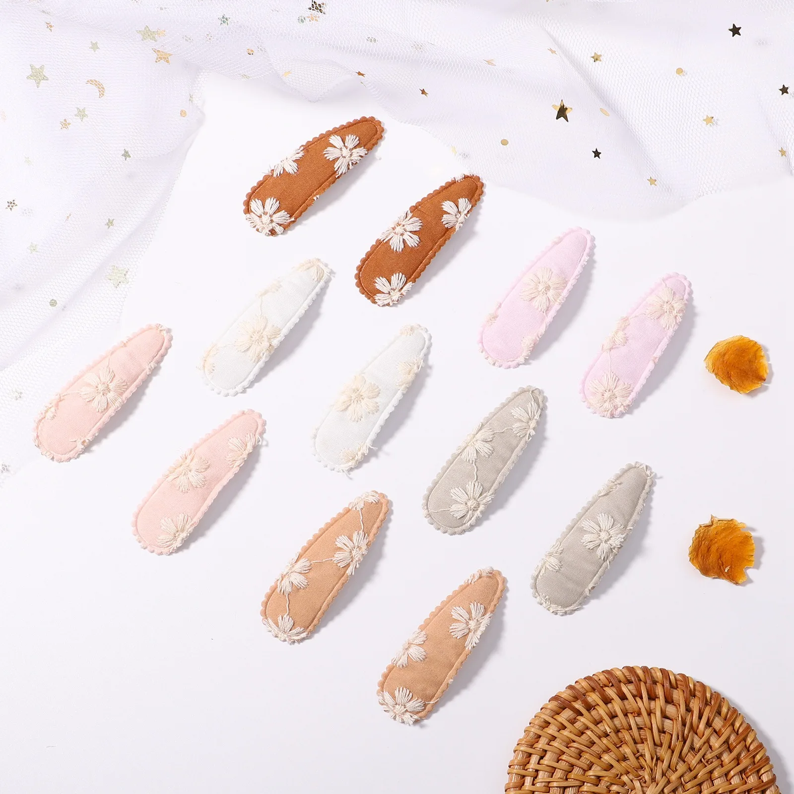 IFOND  Baby Hair Clips 10 Color No Slip Fabric Metal Snap BB Hair Clips Barrettes For Toddlers Kids