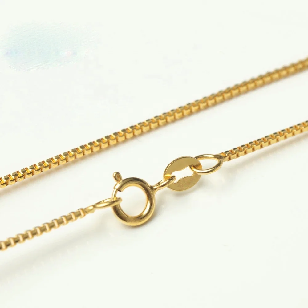 Wholesale trendy jewelry simple design high quality 2mm 3mm box chain 18 carat gold necklace for men