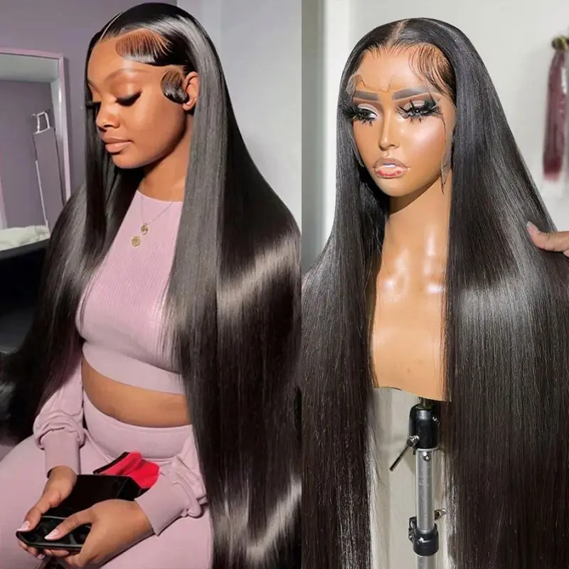 30 Inch Virgin Cuticle Aligned Remy Human Hair Lace Front Wig Glueless Brazilian HD 13x4 Full Lace Human Hair Wigs