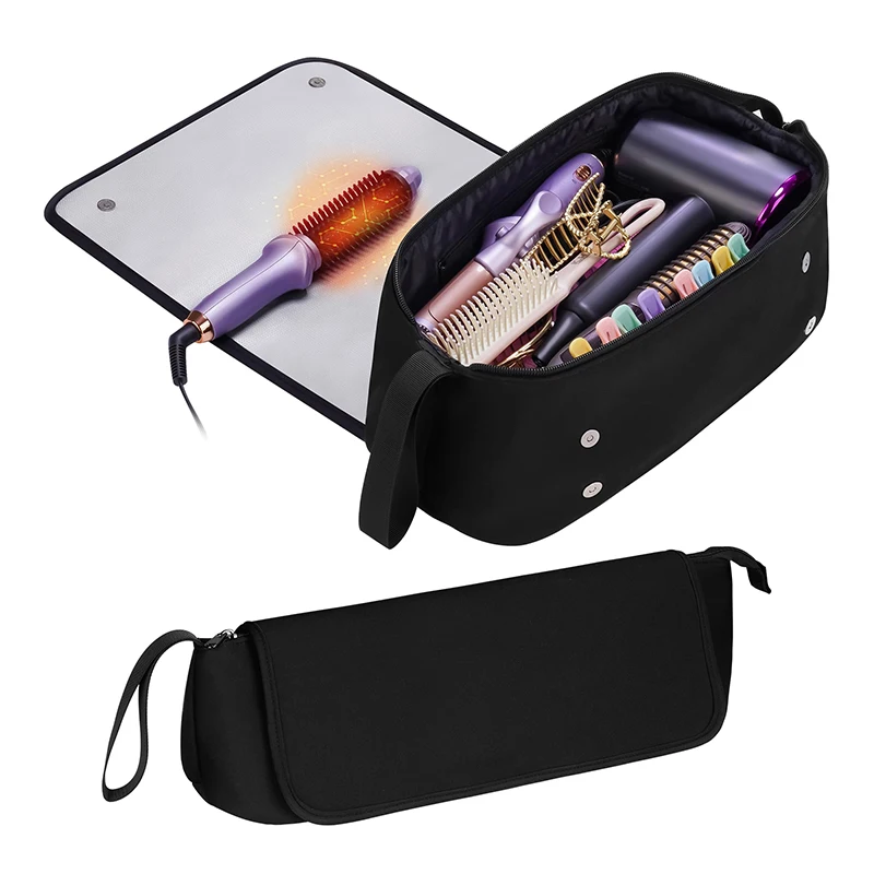 Hair Tools Travel Bag with Heat Resistant mat Neoprene Waterproof Compartment Storage Bag for Dyson Styler Hair Dryer