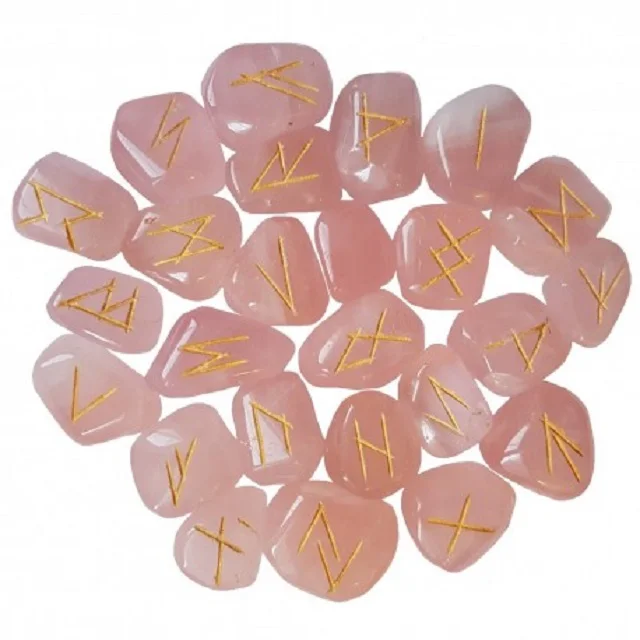 
Best Qualiry Natural Rose quartz Rune Set wholesale rose quartz rune set at lowest cost 