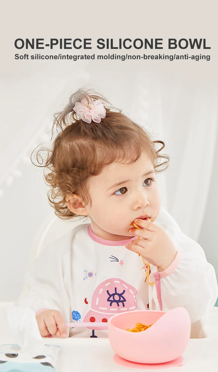 Baby Silicone Tableware Bowl Cutlery Set Toddler Feeding bowl Spork non-toxic harmless Kids Silicon super suction Bowl suit