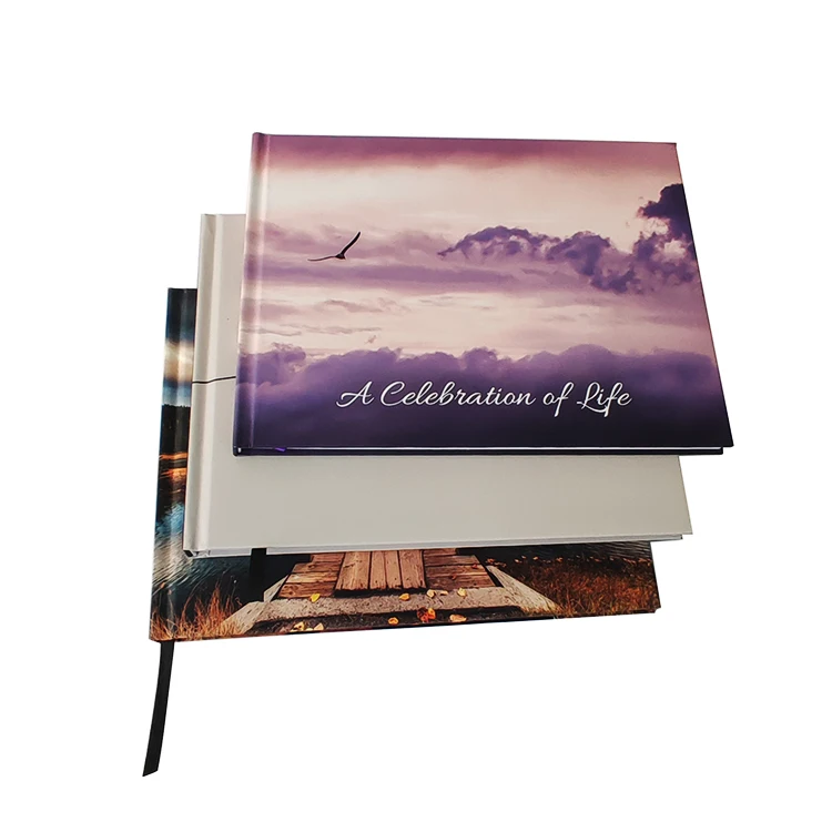 PU Cover Paper Cover Wooden Cover In Loving Memory Funeral Guest Book For Funeral Custom Printing