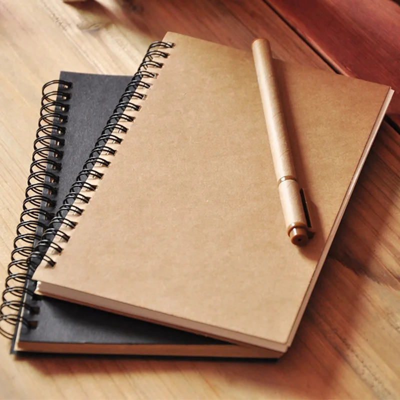 cheap bulk custom spiral notebook a5 kraft paper hardcover sketchbook journal factock note book for students