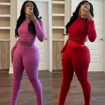 Women Set Soft Second Skin Body Loungewear Manufacturer Custom  Women 2 Piece Pant Set Lounge Set Outfit