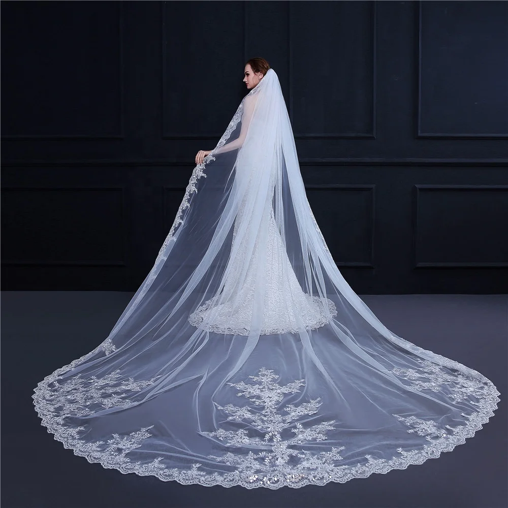Cheerfeel VE351 wholesale custom  Fashion women one layer Long veil with comb wedding Bridal Veils