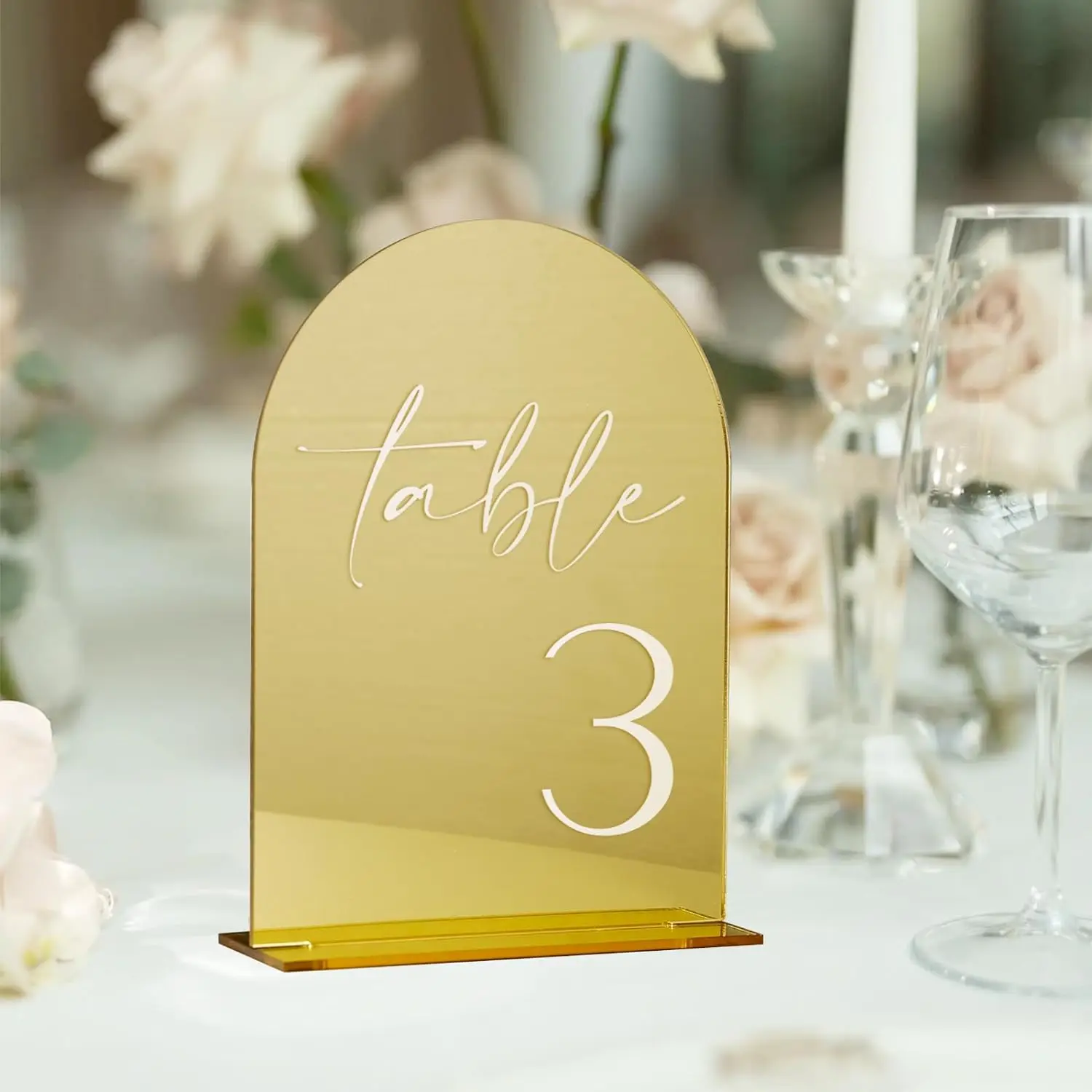 Mirror Gold Acrylic Wedding Table Numbers Acrylic Wedding Sign With Stand Arch Acrylic Table Numbers For Wedding