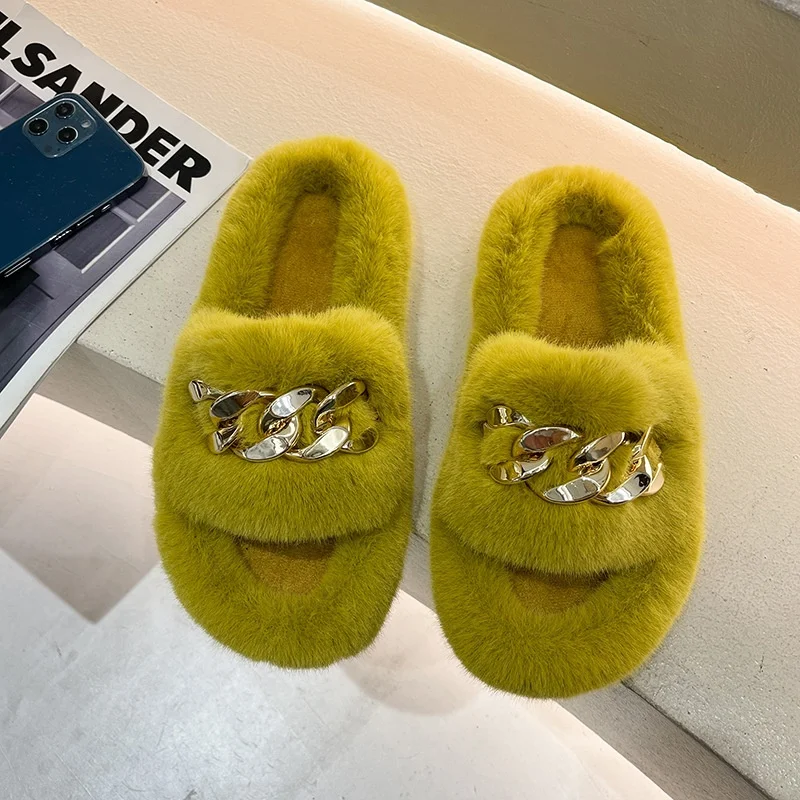 
Korea style designer women slippers outdoor faux slippers for women home chain slippers for women 