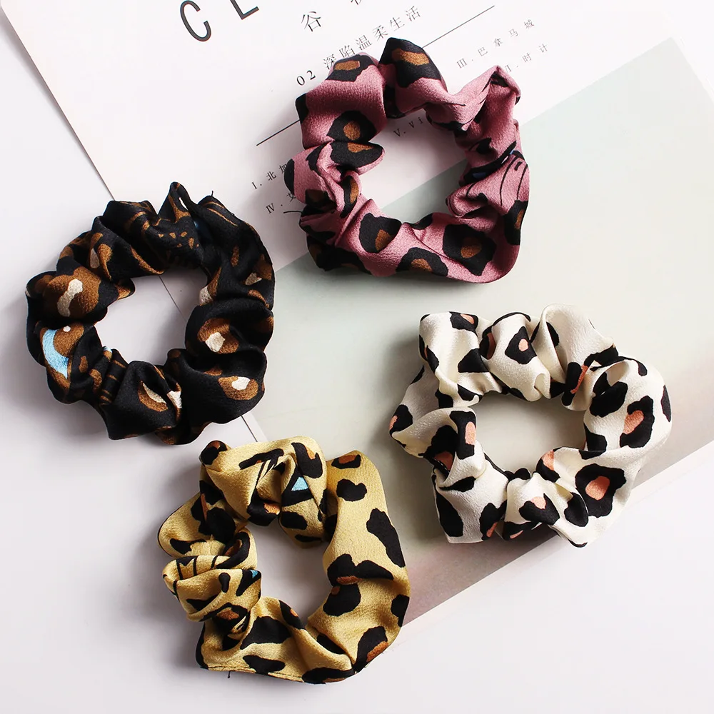 custom shiny metallic silk hair scrunchies ponytail holder satin scrunchie elastic band satin silk-like hair ties