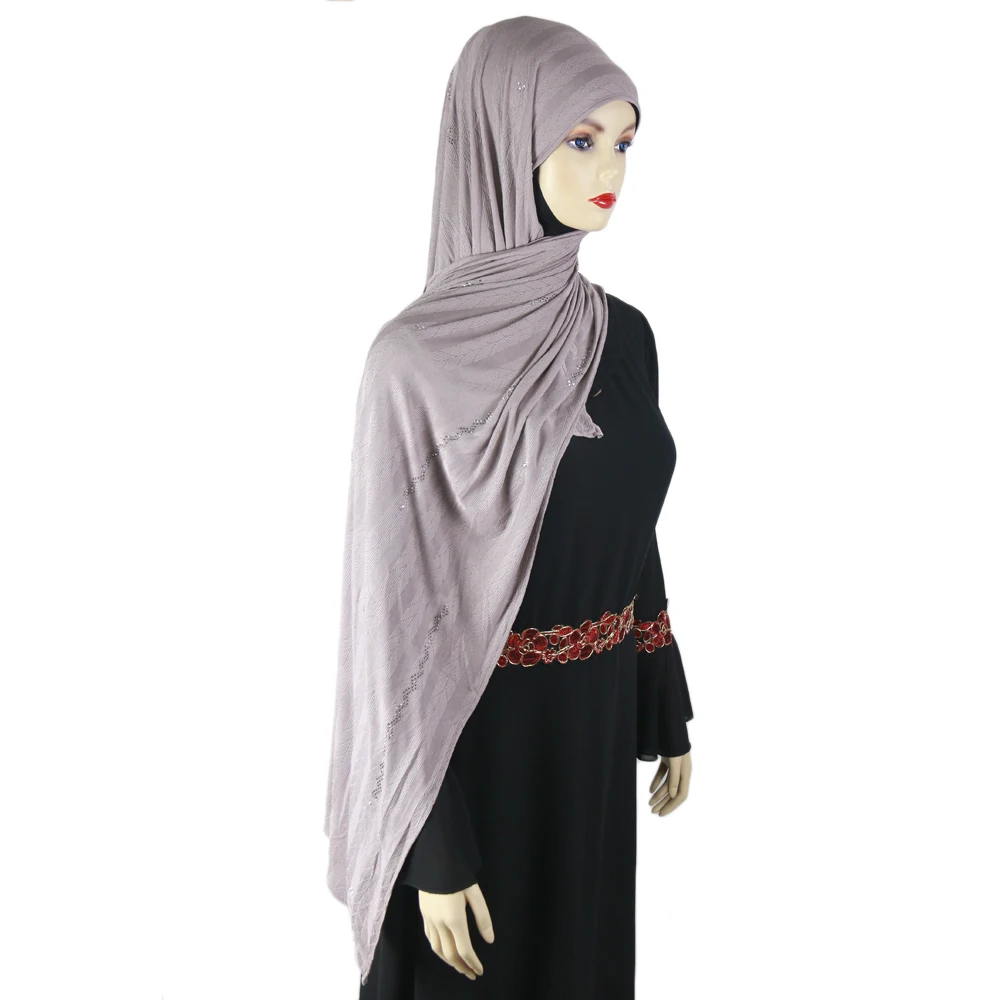 Rayon ready to wear readymade hijabs rhinestones jersey hijab for muslim women