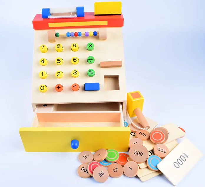 New Arrival Creative Wooden Cash Register Toys Kids Pretend Play Kids Educational Toys