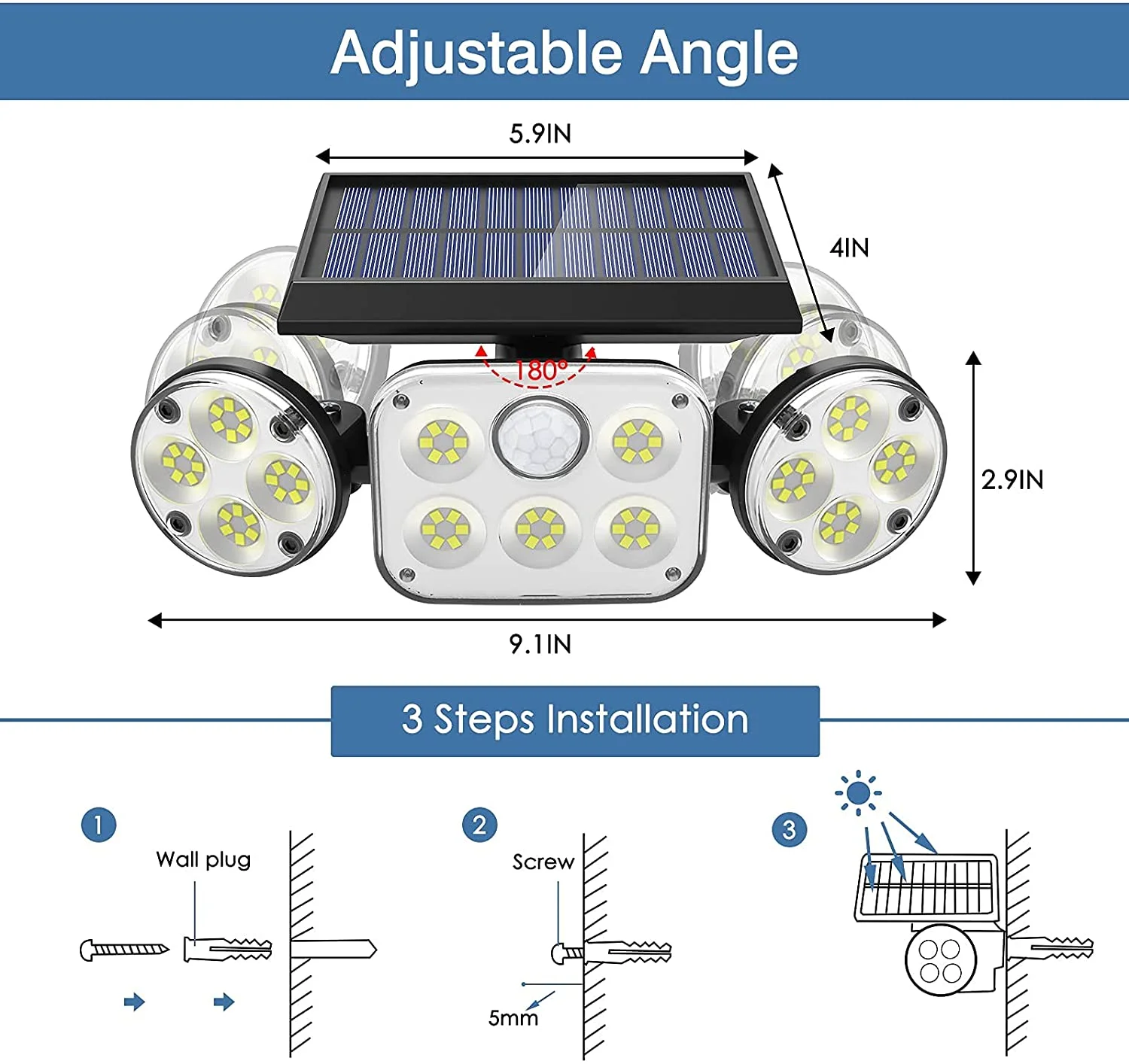 48led 54led 54cob Super Bright Home Motion Sensor Solar Wall Light Garden Wall Motion Sensor Light